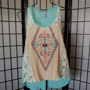 Flying Tomato sheer lace tank.